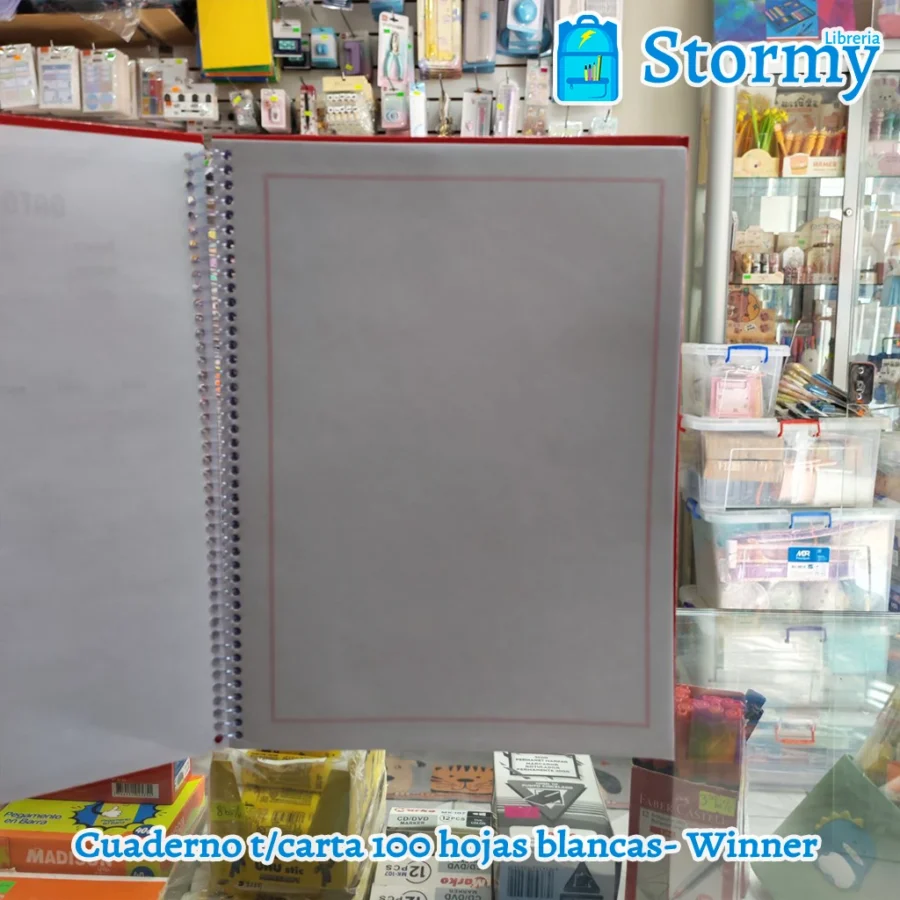 Cuaderno tamaño carta 100 hojas blancas winner2
