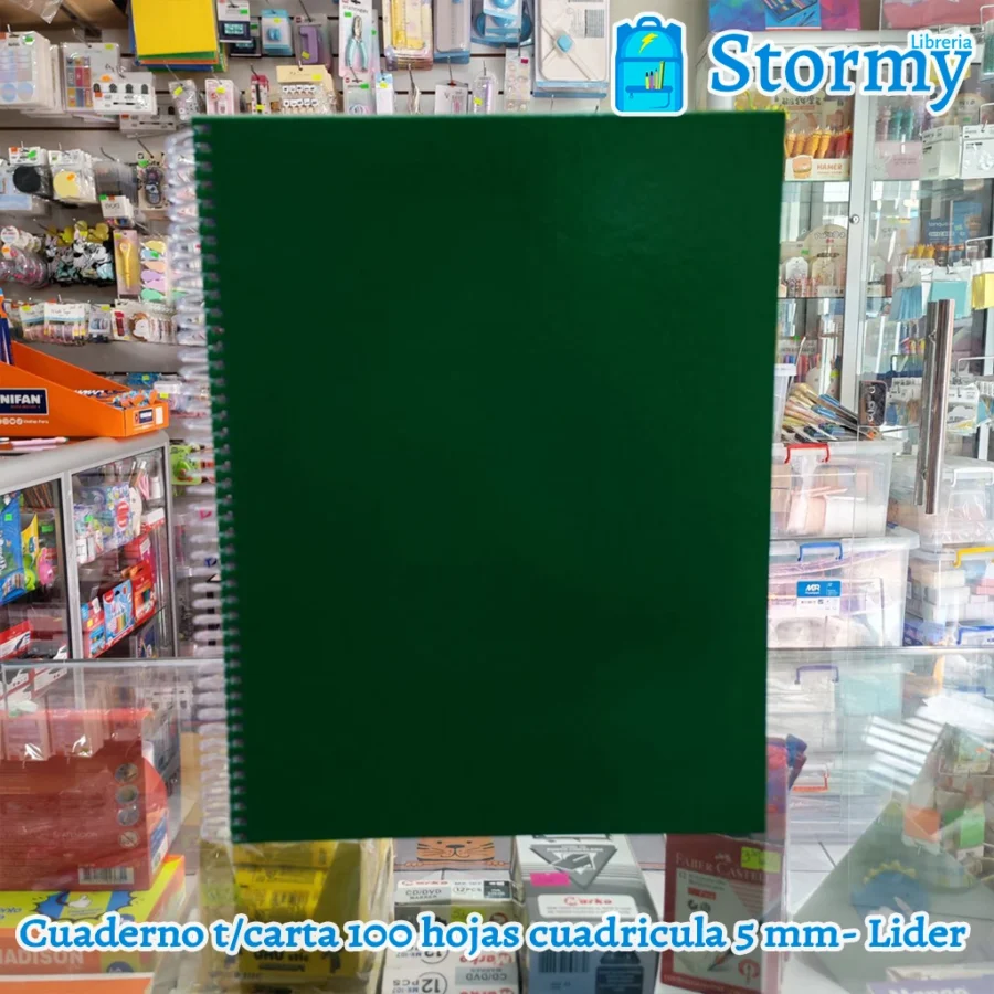 Cuaderno tamaño carta 100 hojas cuadriculadas de 5 mm lider