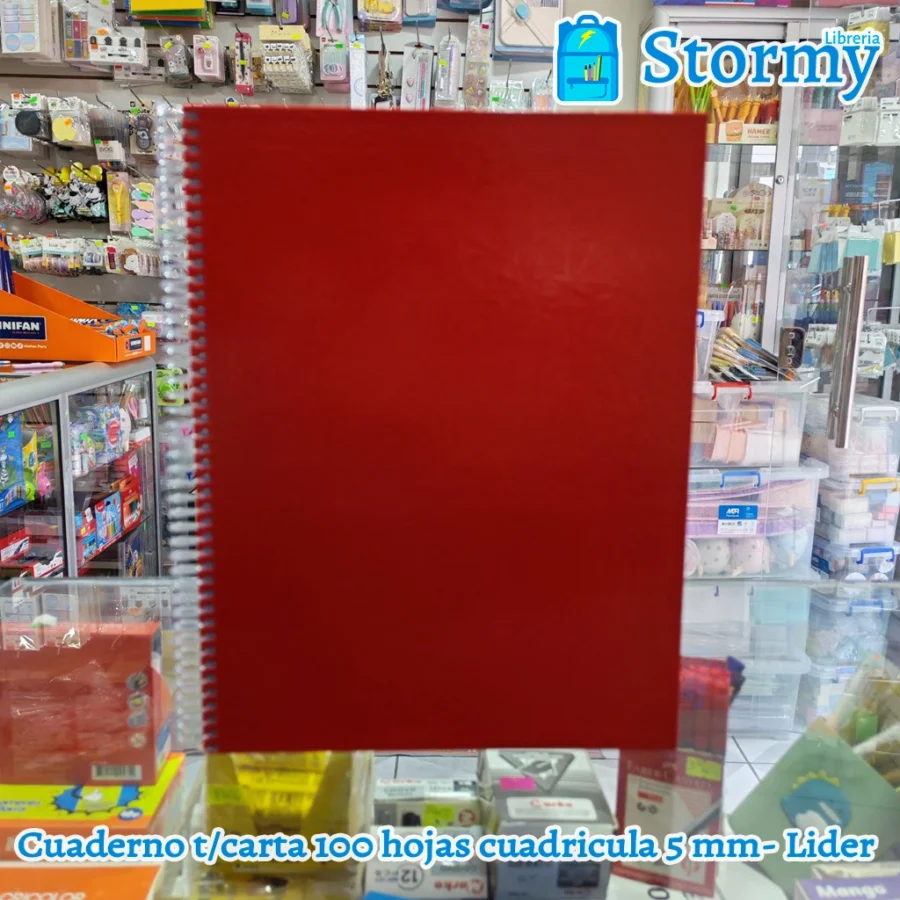 Cuaderno tamaño carta 100 hojas cuadriculadas de 5 mm lider10