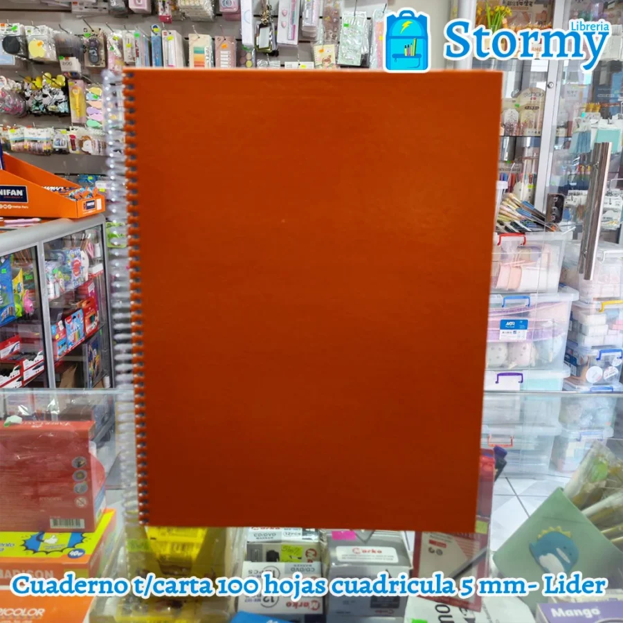 Cuaderno tamaño carta 100 hojas cuadriculadas de 5 mm lider3