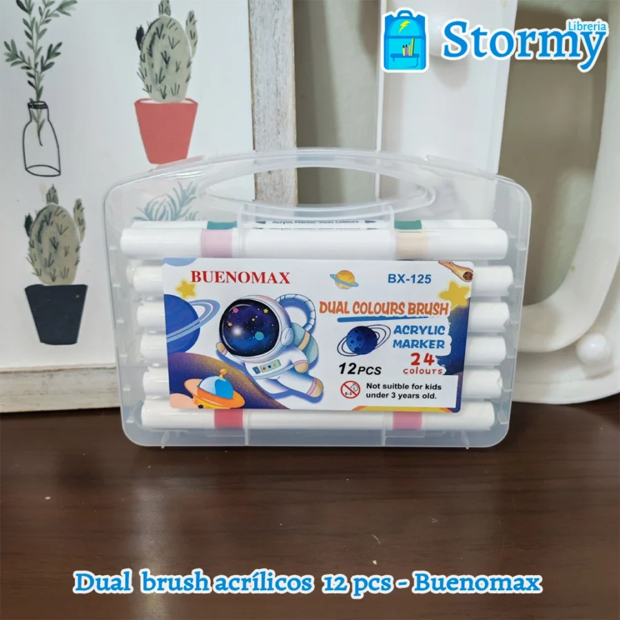 Dual brush acrilicos 12 pcs buenomax