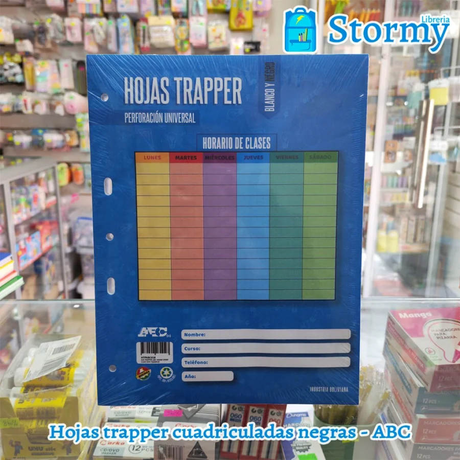 Hojas trapper cuadriculadas negras abc