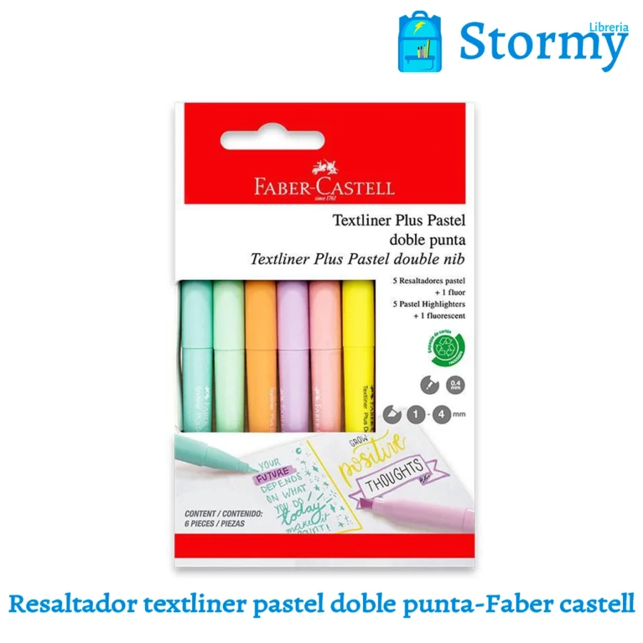 Resaltador textliner pastel doble punta faber castell