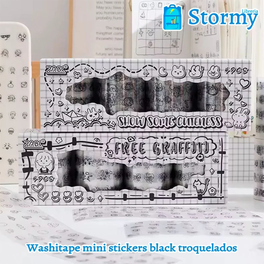 Washitape mini stickers black troquelados