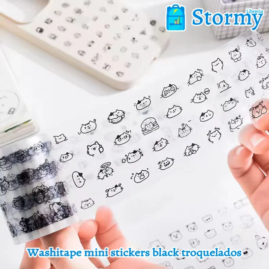 Washitape mini stickers black troquelados1