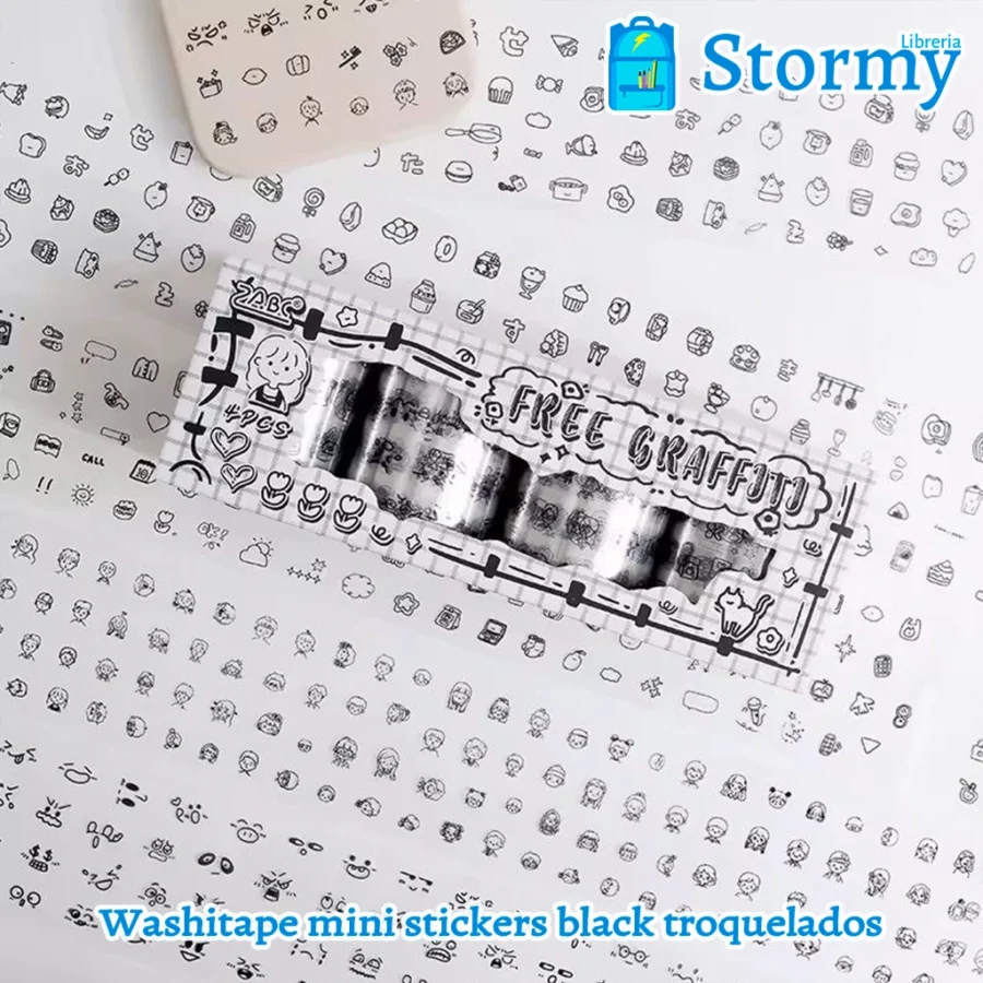 Washitape mini stickers black troquelados3