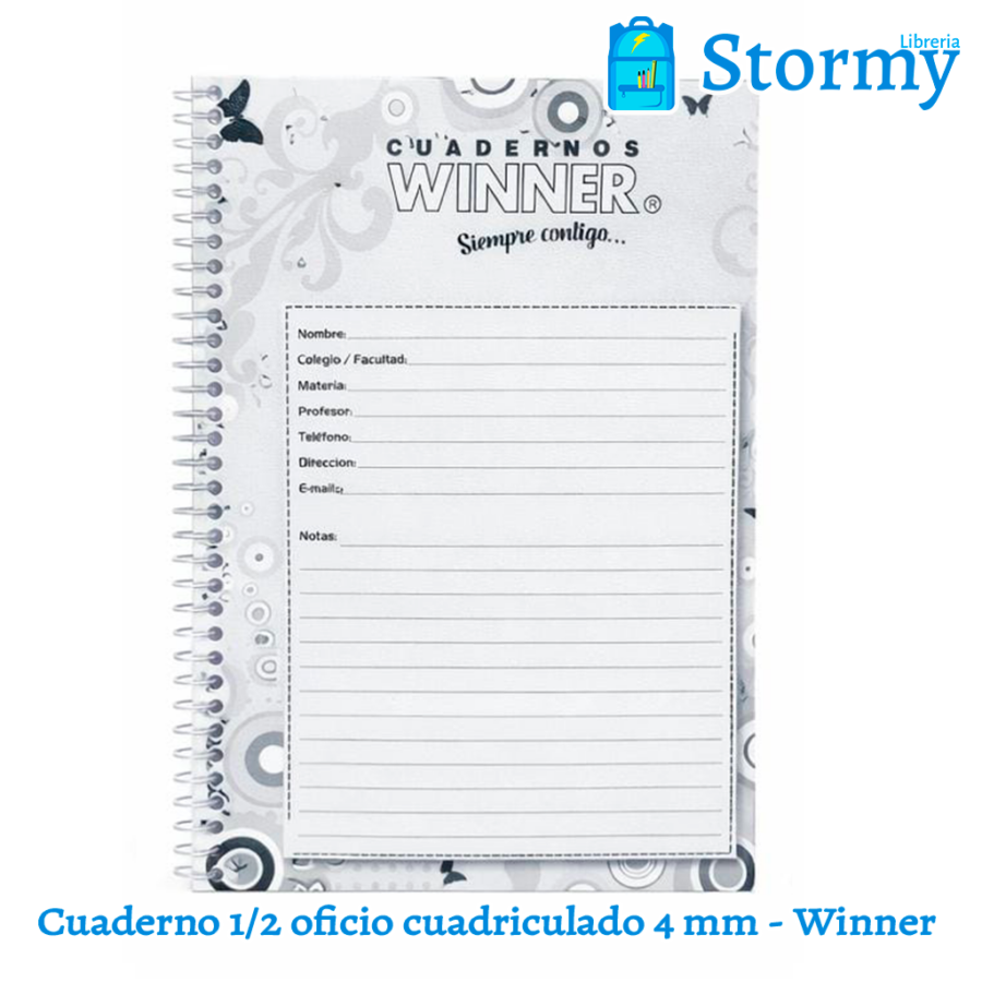 Cuaderno 1 2 oficio cuadriculado de 4 mm winner1