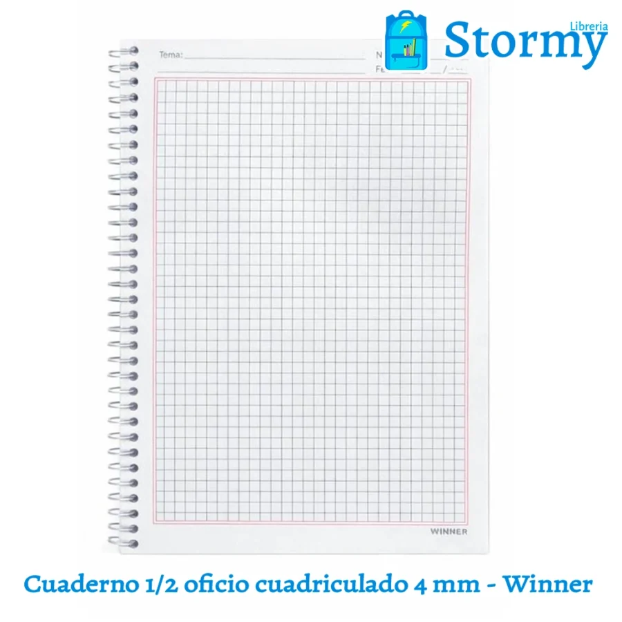 Cuaderno 1 2 oficio cuadriculado de 4 mm winner2