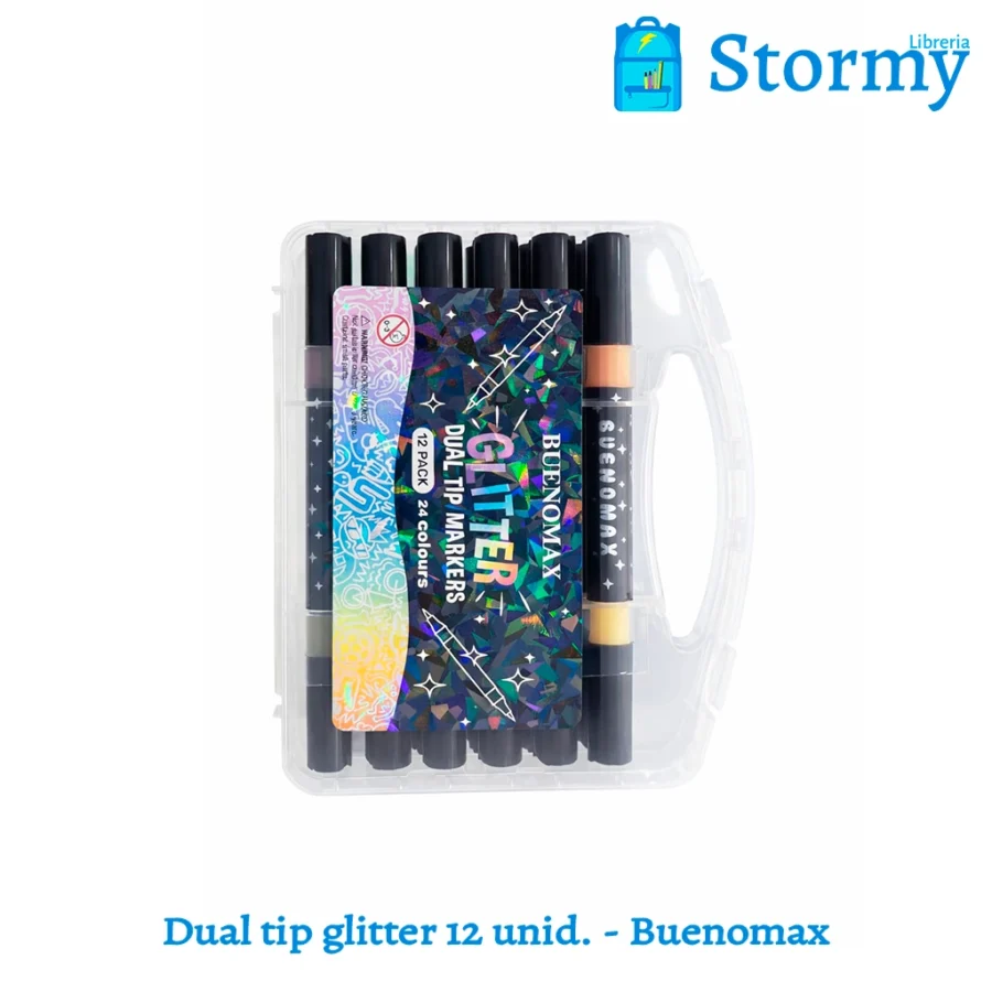 Dual tip glitter 12 unid. buenomax
