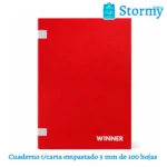 Cuaderno tamaño carta empastado 5 mm de 100 hojas winner