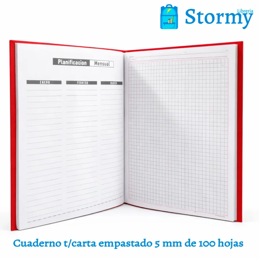 Cuaderno tamaño carta empastado 5 mm de 100 hojas winner6