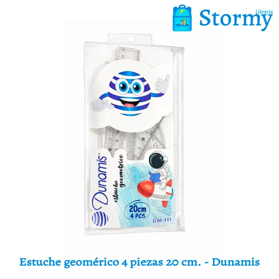 Estuche geometrico 4 piezas 20 cm dunamis
