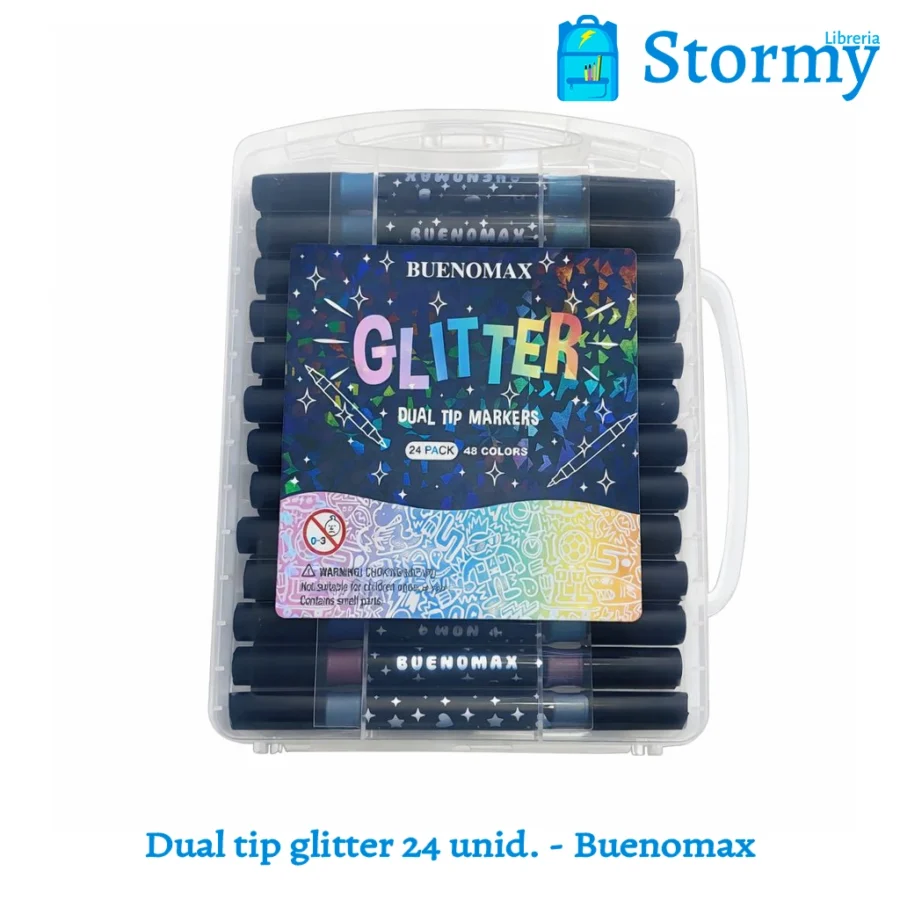 Dual tip glitter 24 unid Buenomax