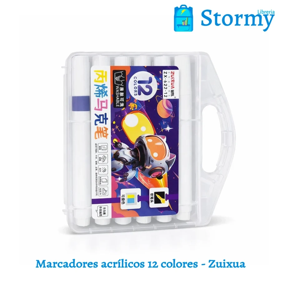 Marcadores acrilicos 12 colores zuixua