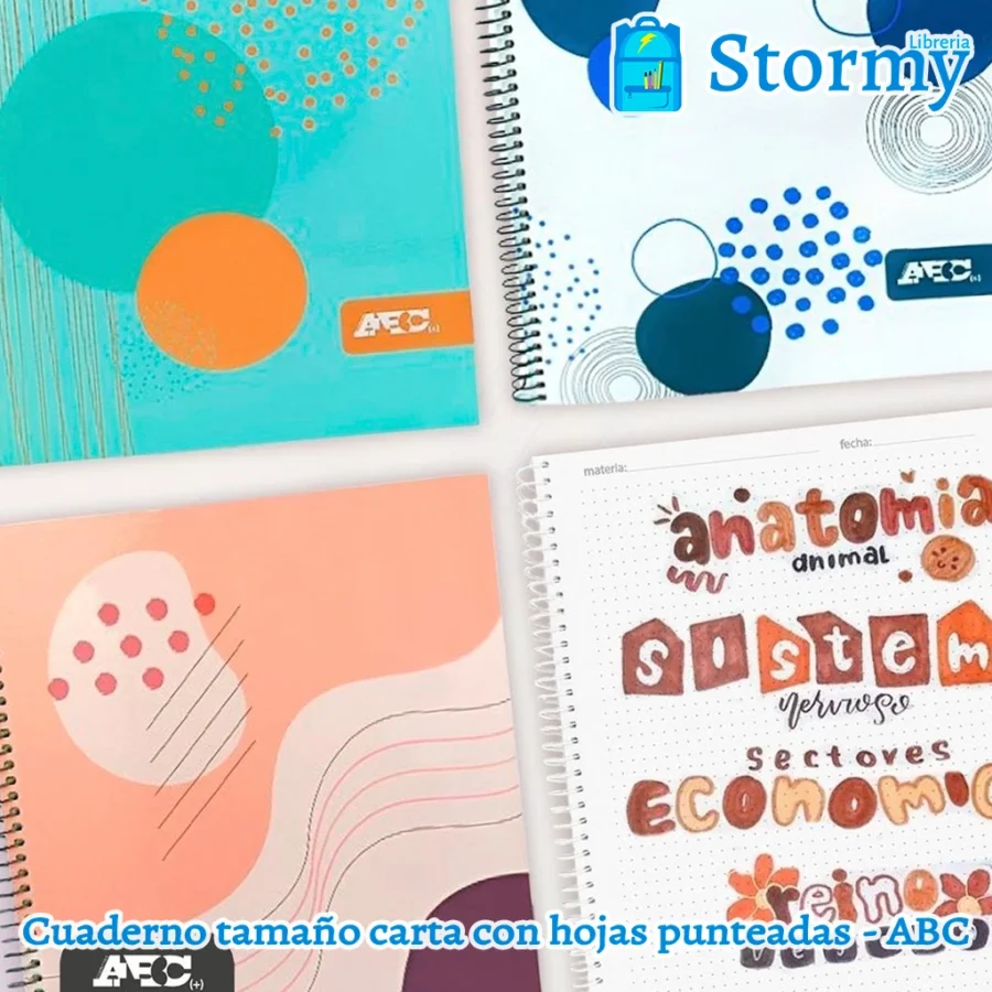 Cuaderno tamaño carta con hojas punteadas abc1