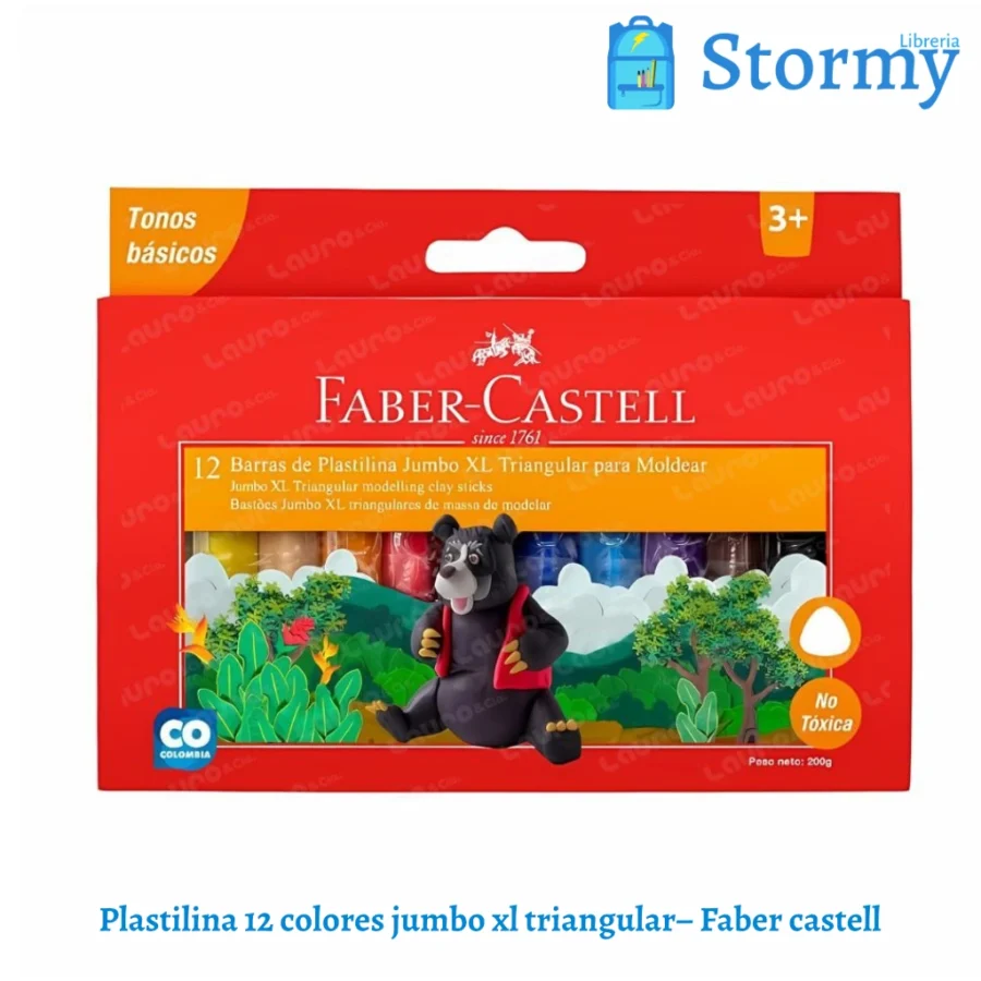 Plastilina 12 colores jumbo xl triangular faber castell