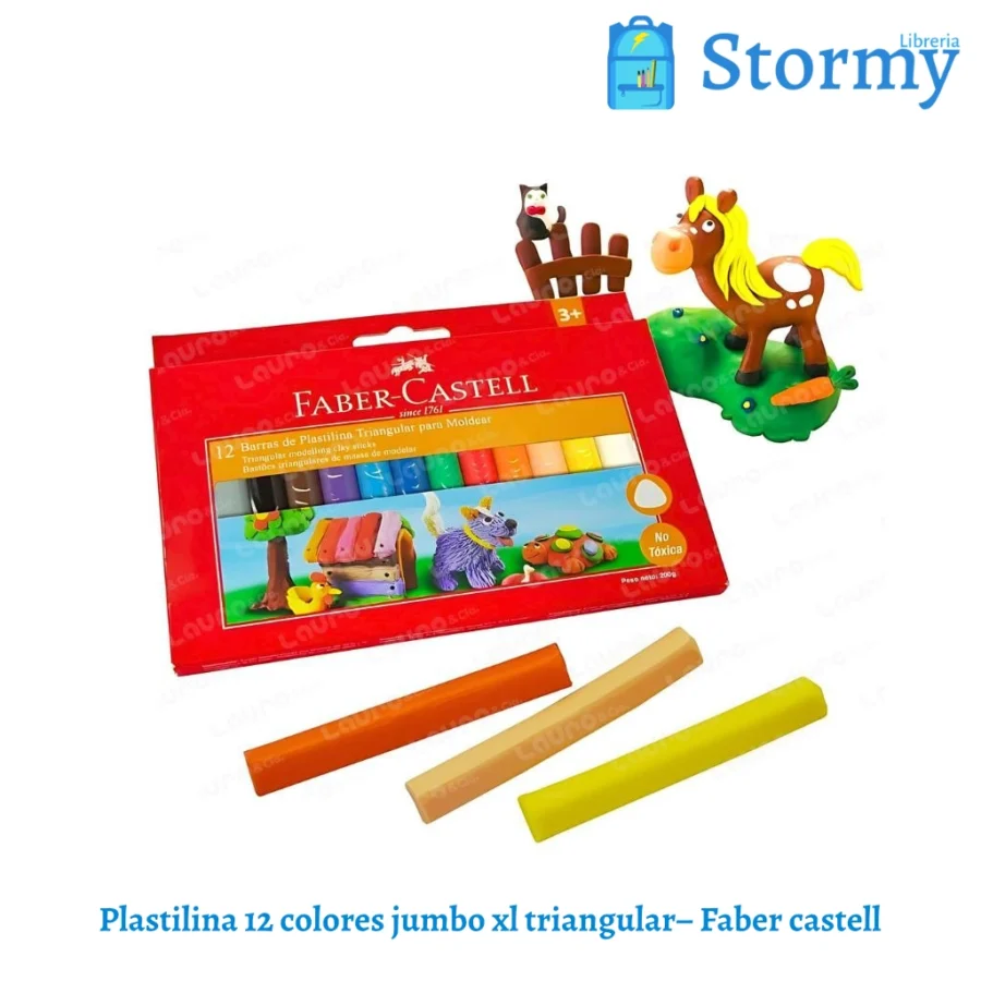 Plastilina 12 colores jumbo xl triangular faber castell1