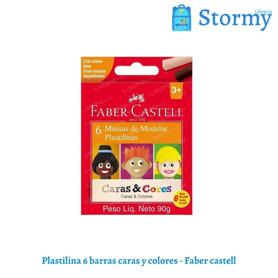 Plastilina 6 barras caras y colores faber castell